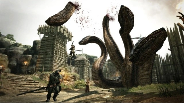 A player cutting off the head of a hydra