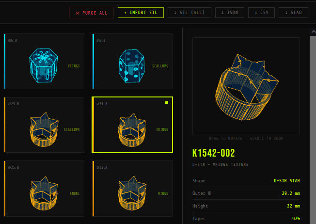 ACCESS KNOB interface showing generative mutations.